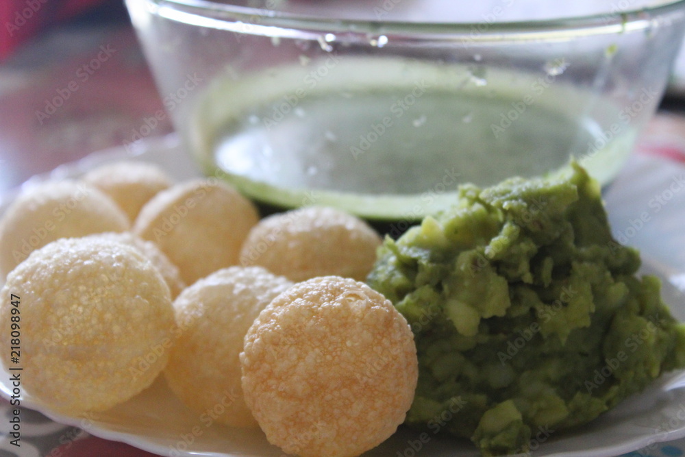 Indian snack paani puri, a famous street food