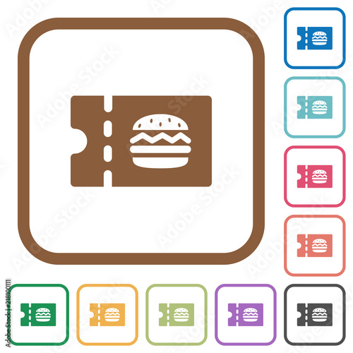 Fast food restaurant discount coupon simple icons