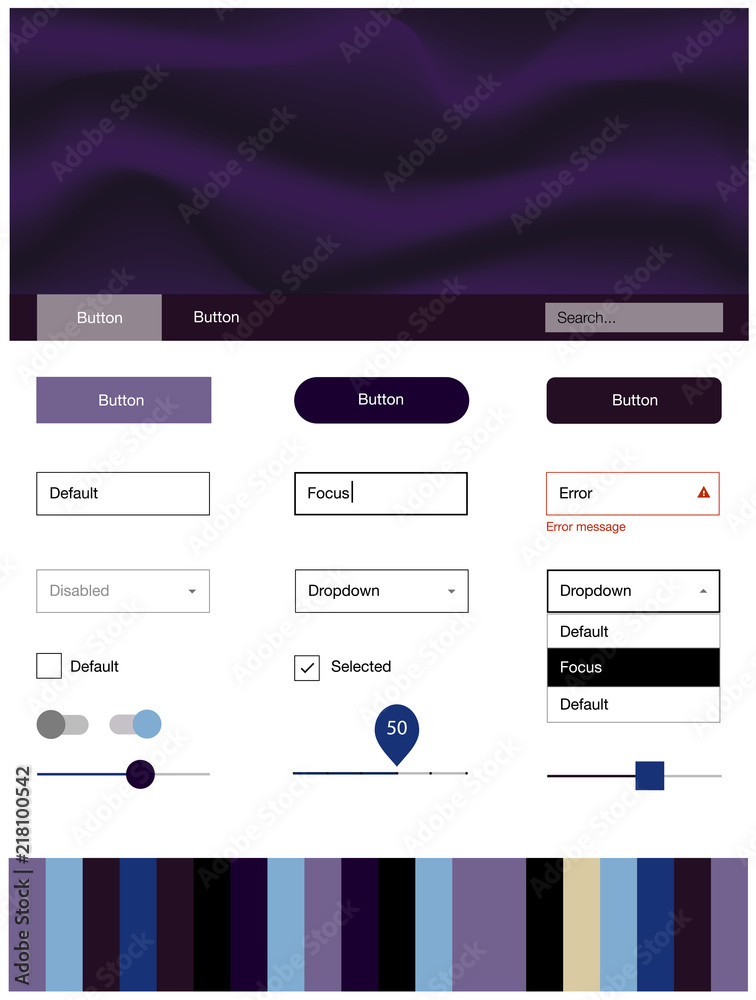 Dark Blue, Yellow vector design ui kit with curved circles. Dark Blue, Yellow vector design ui kit with curved circles.