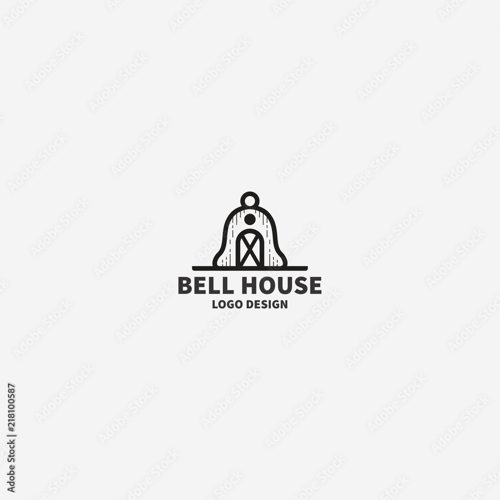 Bell House Logo Design, Home Logo Design, Classic Home Logo, Vintage