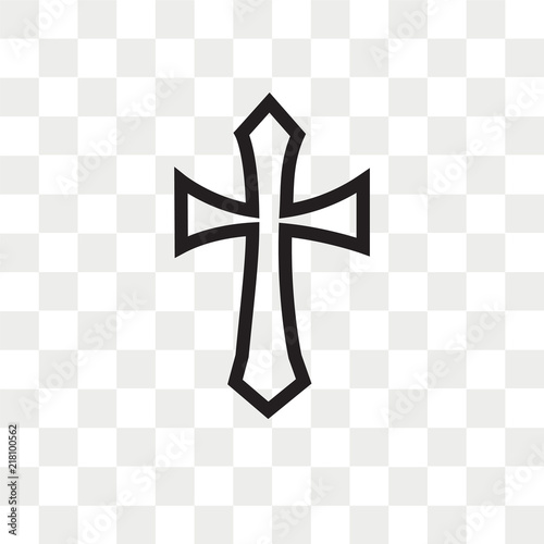 Cross outline vector icon isolated on transparent background, Cross outline logo design