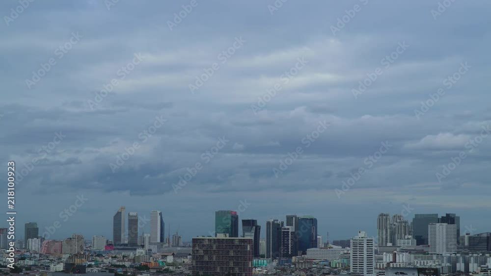 Bangkok city skyline in rainy day time lapse Bangkok city skyline in rainy day time lapse