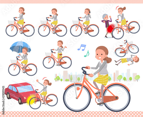 flat type Behind knot hair women_city cycle