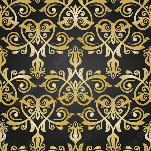 Orient Seamless Vector Black and Golden Background