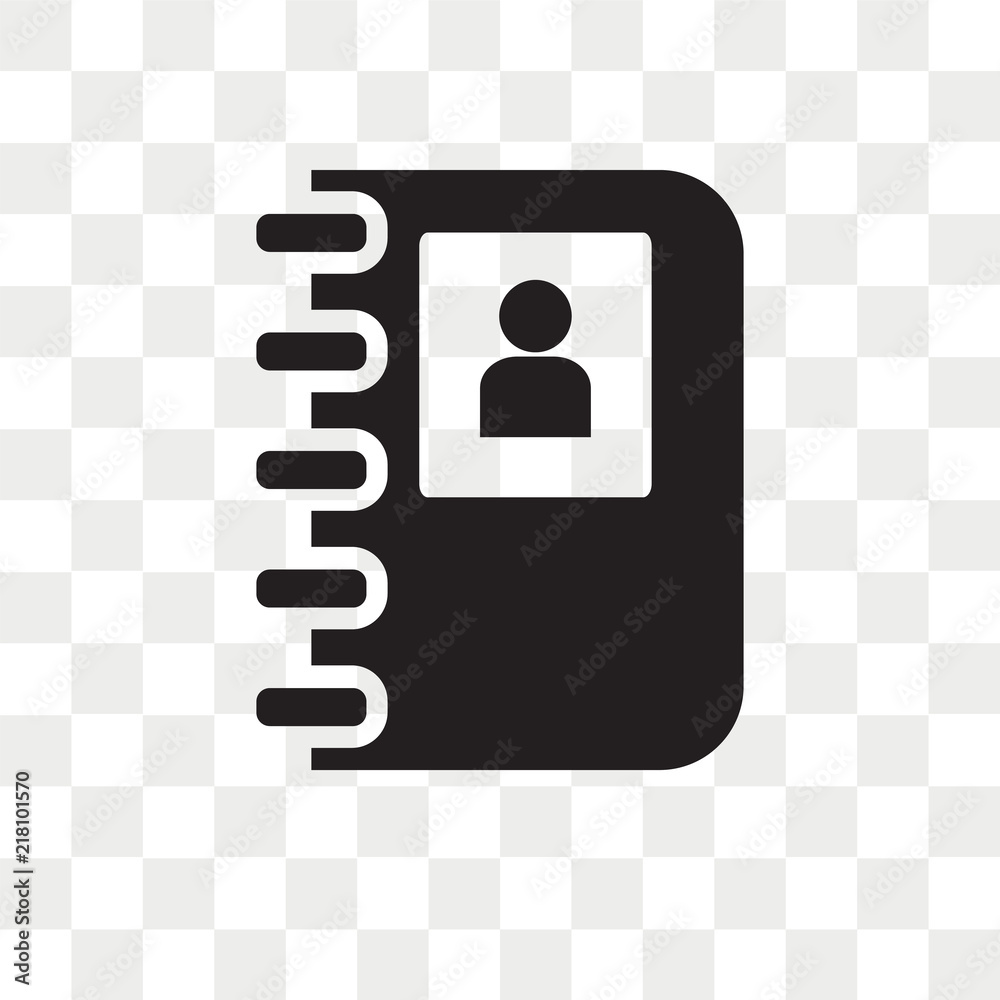 Contact notebook vector icon isolated on transparent background, Contact  notebook logo design Stock Vector | Adobe Stock