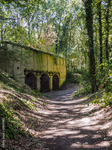 Old bunkers  with underground passageways in the Fortress of Duffel near Mechelen, Belgium photo