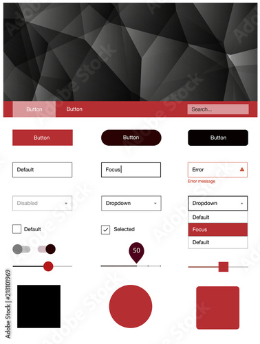 Dark Red vector style guide with triangles.