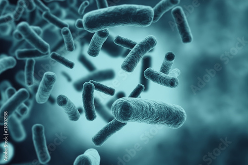 Foto Bacteria cells flowing close up image