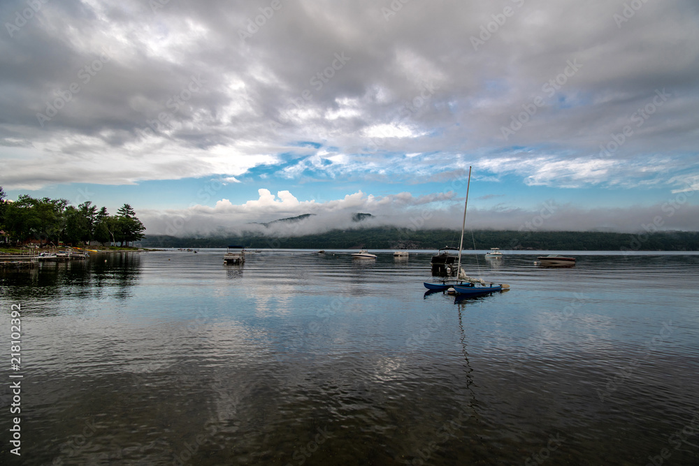 Small bay with boats on a cloudy morning Small bay with boats on a cloudy morning