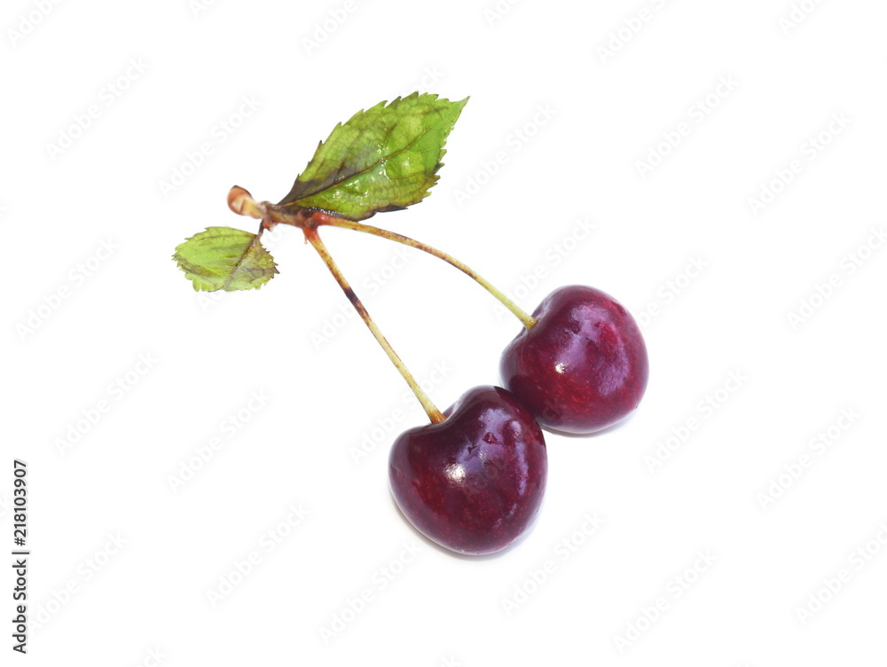Fotografie Red cherry fruit isolated on white background