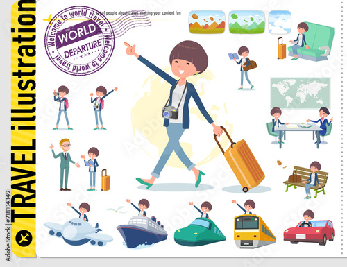 flat type Mash hair women_travel