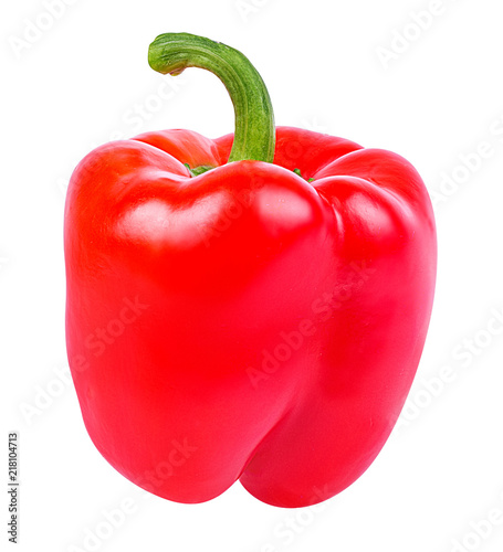 Fresh sweet  red pepper bell isolated on white background with clipping path