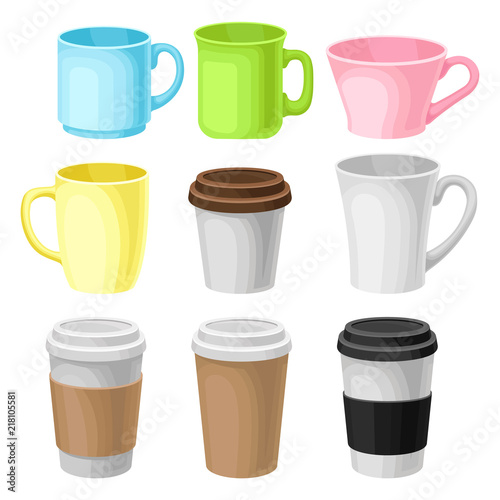 Paper take away coffee cup packaging template vector Illustration on a white background