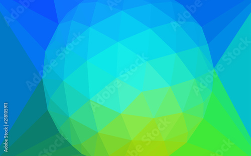 Light Blue, Green vector polygon abstract background with a gem in a centre.