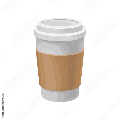 Paper coffee cup, take away coffee packaging template vector Illustration on a white background