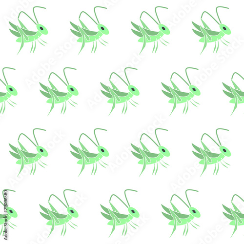 Funny grasshopper seamless pattern