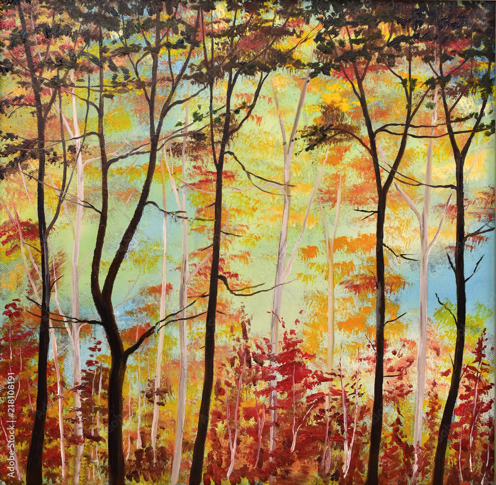 Gemälde Herbstwald