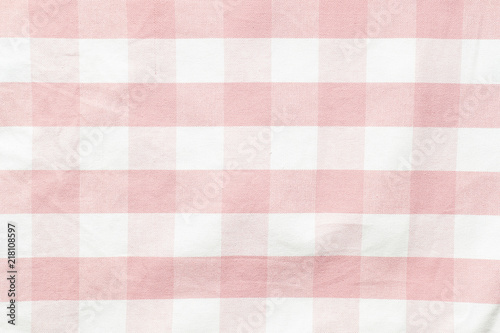 Tablecloth checkered red and white texture background, Napkin in red and white cage