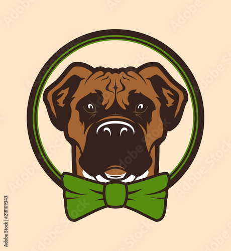 Dog head  mascot character in bow tie