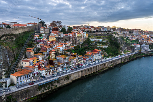 Morning view of Douro River and Porto city in Portugal