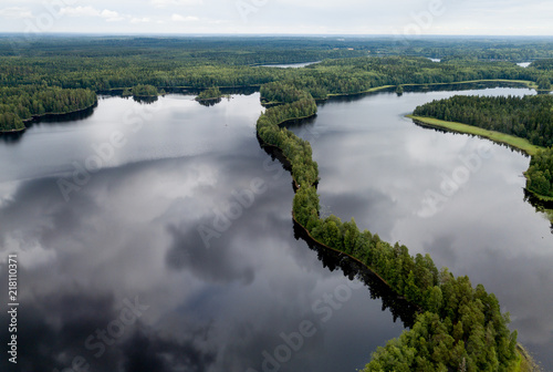 Aerial view to Liesjarvi national park, Finland  photo