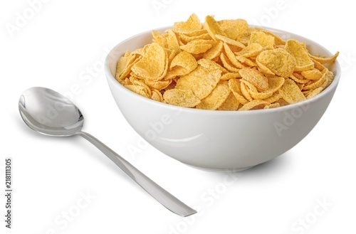 Fotografie, Obraz Bowl of Cornflakes