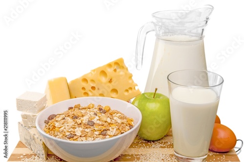 Dairy Products with Eggs, Cereals and Apple