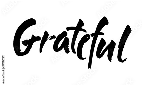 Grateful hand drawn postcard. Vector lettering for Thanksgiving day. Ink illustration. Modern brush calligraphy. Isolated on white background.