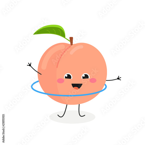 Merry cartoon peach hula hooping