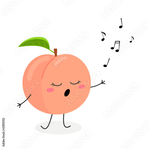 Funny cartoon peach singer