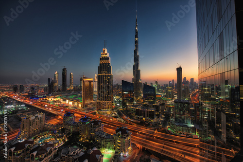Photography Downtown Dubai City skyline