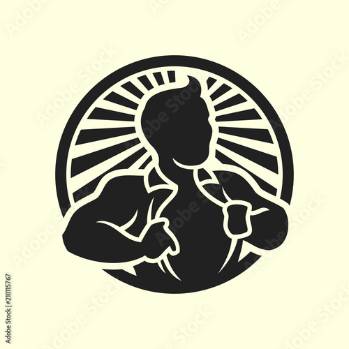 Man opening his shirt vector silhouette icon