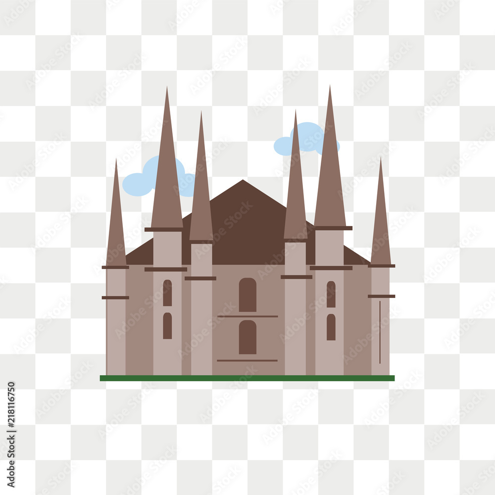 Milan cathedral vector icon isolated on transparent background, Milan cathedral logo design