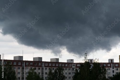 Heavy storm clouds and strong wind over the town. Slovakia © Valeria