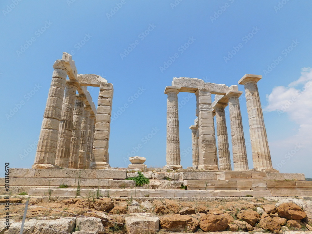 Ruins of the temple of Poseidon or Neptune, at cape Sounion, Attica, Greece