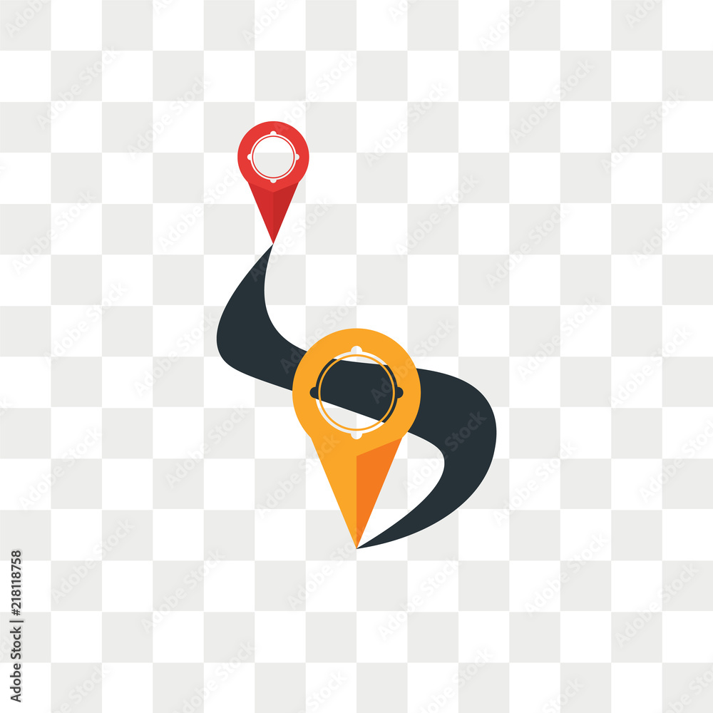 Route vector icon isolated on transparent background, Route logo design