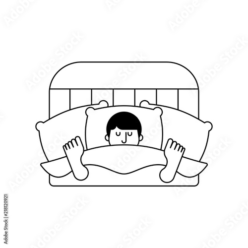 Guy in bed asleep isolated. Man sleeping. sleeper male. Vector illustration