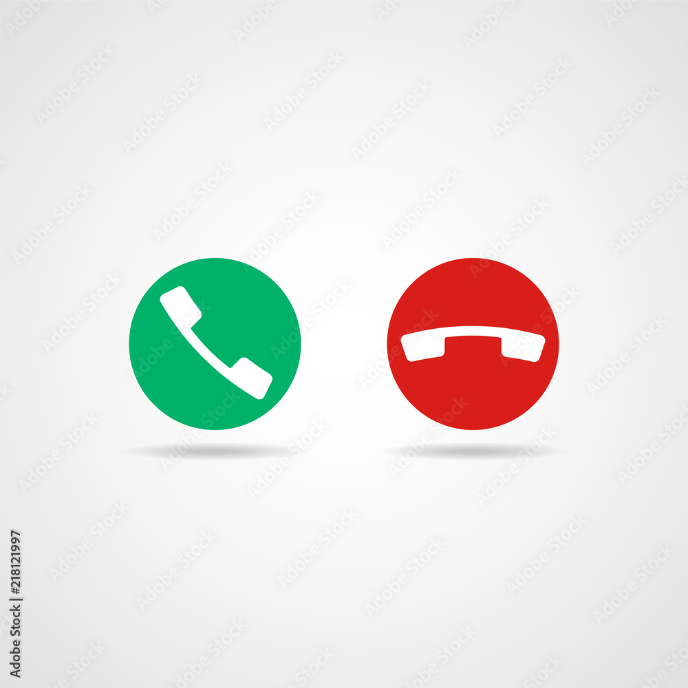Red and green phone icon. Vector Red and green phone icon. Vector