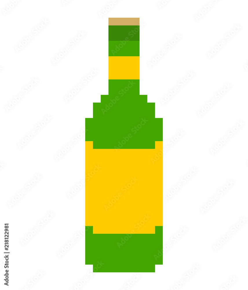 Bottle beer green pixel art. 8 bit Vector illustration Bottle beer green pixel art. 8 bit Vector illustration