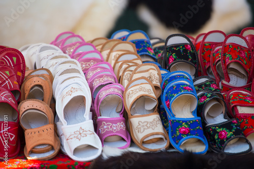 Traditional leather slippers, Zakopane, Poland