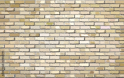Beige brick wall - Illustration, 
Shades of beige brick wall brick wall vector, 
Realistic light and dark beige color brick wall, 
Abstract grunge vector