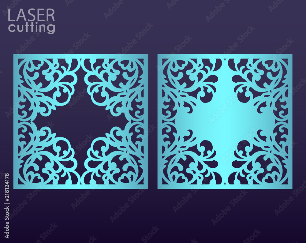 Laser Cut Paper Greeting Card With Lace Border Wedding Invitation Or Greeting Card Template 5434