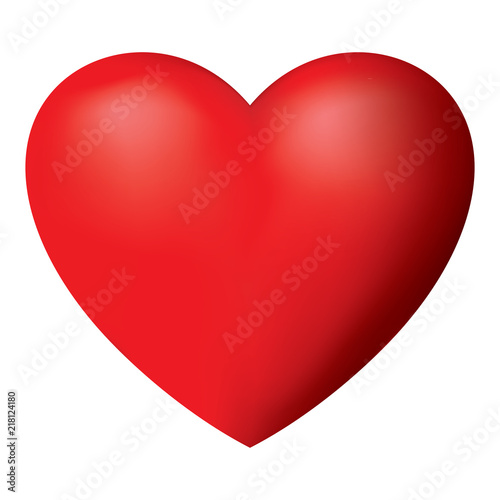 Three-Dimensional Red Heart Vector 