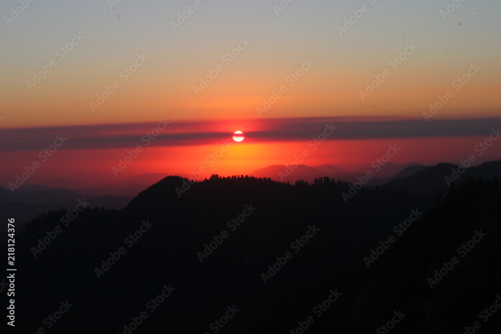 Coucher de soleil, parc national de Yosemite en Californie