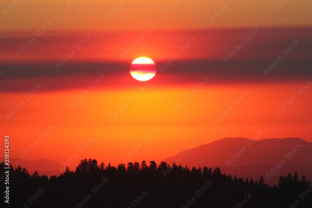 Coucher de soleil, parc national de Yosemite en Californie