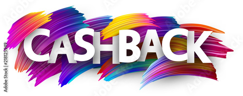 Cashback sign with colorful brush strokes.