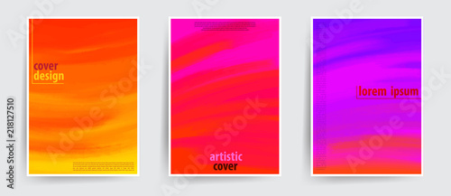 Minimal covers design. Cool artistic backgrounds. Hand drawn colorful strokes with gradient effect. Eps10 vector.