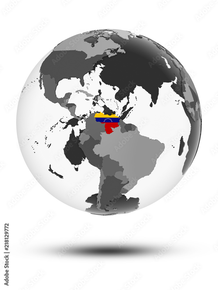 Venezuela on political globe isolated
