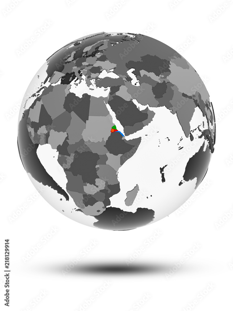 Eritrea on political globe isolated Eritrea on political globe isolated