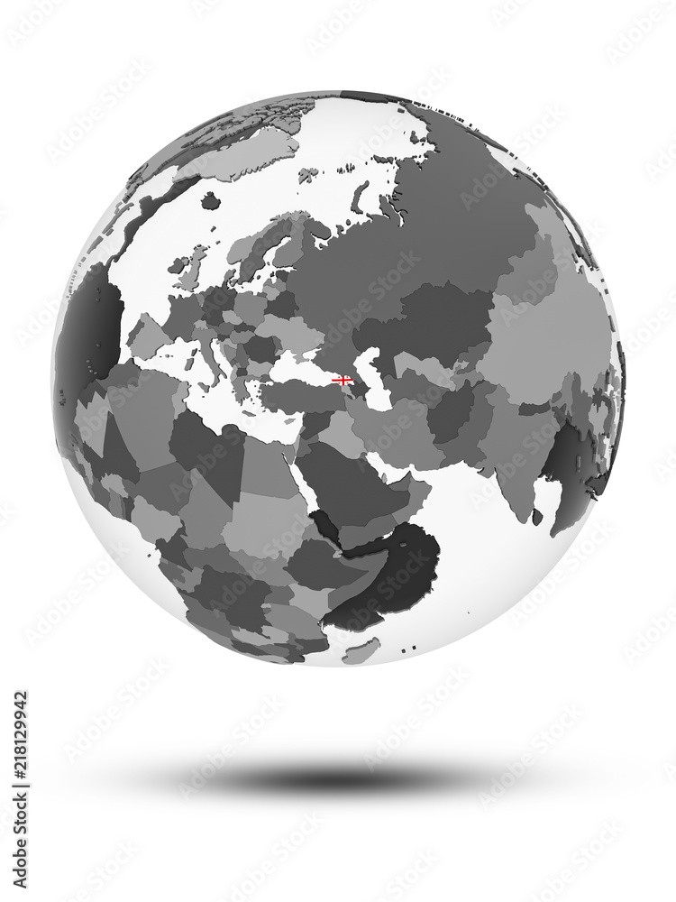 Georgia on political globe isolated